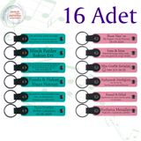 MiaWiki İsim Yazılabilir Deri Hatıra Anahtarlık 16'lı Set, Standart, MH-KAN9079X16, Koyu Turkuaz & Pembe, üniseks-yetişkin