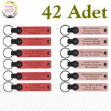 MiaWiki İsim Yazılabilir Deri Hediyelik Anahtarlık, 42'li Set, MH-KAN9124X42, Nar Çiçeği & Yavru Ağzı, üniseks-yetişkin