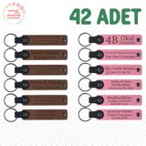MiaWiki İsim Yazılabilir Deri Hediyelik Anahtarlık, Standart, MH-KAN9019X42, Açık Kahve & Pembe, üniseks-yetişkin