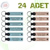 MiaWiki İsim Yazılan Deri Anahtarlık 24'lü Set, Standart, MH-KAN9070X24, Gök Mavi & Pudra, üniseks-yetişkin