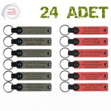 MiaWiki İsim Yazılan Deri Anahtarlık 24'lü Set, Standart, MH-KAN9087X24, Kül Gri & Nar Çiçeği, üniseks-yetişkin