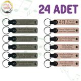 MiaWiki İsim Yazılan Deri Anahtarlık 24'lü Set, Standart, MH-KAN9089X24, Kül Gri & Pudra, üniseks-yetişkin