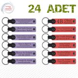 MiaWiki İsim Yazılan Deri Anahtarlık 24'lü Set, Standart, MH-KAN9112X24, Mor Menekşe & Nar Çiçeği, üniseks-yetişkin