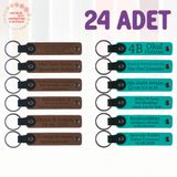 MiaWiki İsim Yazılan Deri Anahtarlık 24'lü Set, Tek Ebat, MH-KAN9014X24, Açık Kahve & Koyu Turkuaz, üniseks-yetişkin