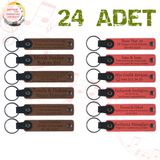 MiaWiki İsim Yazılan Deri Anahtarlık 24'lü Set, Tek Ebat, MH-KAN9018X24, Açık Kahve & Nar Çiçeği, üniseks-yetişkin