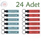 MiaWiki İsim Yazılan Deri Anahtarlık 24'lü Set, Tek Ebat, MH-KAN9068X24, Gök Mavi & Nar Çiçeği, üniseks-yetişkin