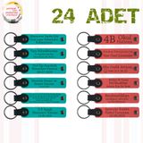 MiaWiki İsim Yazılan Deri Anahtarlık 24'lü Set, Tek Ebat, MH-KAN9078X24, Koyu Turkuaz & Nar Çiçeği, üniseks-yetişkin