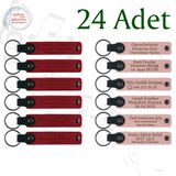 MiaWiki İsim Yazılan Deri Anahtarlık 24'lü Set, Tek Ebat, MH-KAN9111X24, Kırmızı & Yavru Ağzı, üniseks-yetişkin