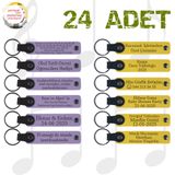 MiaWiki İsim Yazılan Deri Anahtarlık 24'lü Set, Tek Ebat, MH-KAN9115X24, Mor Menekşe & Sarı, üniseks-yetişkin
