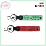 MiaWiki İsim Yazılı 2'li Anahtarlık Takımı Ayyıldız, Standart, MH-KAN-32130x2, açık yeşil-nar çiçeği, üniseks-yetişkin
