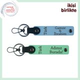 MiaWiki İsim Yazılı 2'li Deri Anahtarlık Set Mavi-Yeşil, Standart, MH-KAN-34338x2, gök mavi-açık yeşil, üniseks-yetişkin