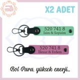 MiaWiki İsim Yazılı Dengeli Özel Hediye Anahtarlık Set, Standart, MH-KAN5185x2, Yeşil-Pembe, üniseks-yetişkin