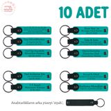 MiaWiki İsim Yazılı Deri Anahtarlık 10'lu Set, Standart, MH-KAN8567X10, Koyu Turkuaz & Siyah, üniseks-yetişkin
