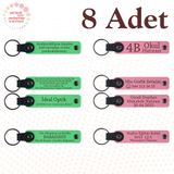 MiaWiki İsim Yazılı Deri Anahtarlık 8'li Set, 11.5 cm x 2.3 cm, MH-KAN9058X8, Fıstık Yeşili & Pembe, üniseks-yetişkin