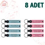 MiaWiki İsim Yazılı Deri Anahtarlık 8'li Set, 11.5 cm x 2.3 cm, MH-KAN9069X8, Gök Mavi & Pembe, üniseks-yetişkin