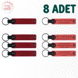 MiaWiki İsim Yazılı Deri Anahtarlık 8'li Set, Küçük Boy, MH-KAN9095X8, Kırmızı & Nar Çiçeği, üniseks-yetişkin