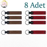 MiaWiki İsim Yazılı Deri Anahtarlık 8'li Set, Standart, MH-KAN9016X8, Açık Kahve & Kırmızı, üniseks-yetişkin