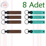 MiaWiki İsim Yazılı Deri Anahtarlık 8'li Set, Standart, MH-KAN9023X8, Açık Kahve & Turkuaz, üniseks-yetişkin