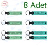 MiaWiki İsim Yazılı Deri Anahtarlık 8'li Set, Standart, MH-KAN9037X8, Açık Yeşil & Turkuaz, üniseks-yetişkin
