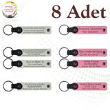 MiaWiki İsim Yazılı Deri Anahtarlık 8'li Set, Standart, MH-KAN9046X8, Beyaz & Pembe, üniseks-yetişkin