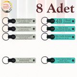 MiaWiki İsim Yazılı Deri Anahtarlık 8'li Set, Standart, MH-KAN9050X8, Beyaz & Turkuaz, üniseks-yetişkin