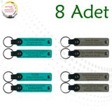 MiaWiki İsim Yazılı Deri Anahtarlık 8'li Set, Standart, MH-KAN9075X8, Koyu Turkuaz & Kül Gri, üniseks-yetişkin