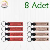 MiaWiki İsim Yazılı Deri Anahtarlık 8'li Set, Standart, MH-KAN9120X8, Nar Çiçeği & Pudra, üniseks-yetişkin