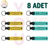 MiaWiki İsim Yazılı Deri Anahtarlık 8'li Set, Standart, MH-KAN9135X8, Sarı & Turkuaz, üniseks-yetişkin