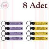 MiaWiki İsim Yazılı Deri Anahtarlık 8'li Set, Tek Ebat, MH-KAN9115X8, Mor Menekşe & Sarı, üniseks-yetişkin