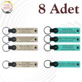 MiaWiki İsim Yazılı Deri Anahtarlık 8'li Set, Tek Ebat, MH-KAN9137X8, Sütlü Kahve & Turkuaz, üniseks-yetişkin