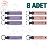 MiaWiki İsim Yazılı Deri Anahtarlık Mor Laci 8'li Set, Standart, MH-KAN9118X8, Mor Menekşe & Yavru Ağzı, üniseks-yetişkin