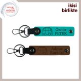 MiaWiki İsim Yazılı Karavan Figürlü Deri Anahtarlık, Standart, MH-KAN-35122x2, koyu turkuaz-açık kahve, üniseks-yetişkin