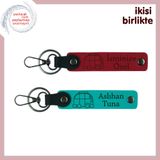 MiaWiki İsim Yazılı Karavan Motifli Deri Anahtarlık, Standart, MH-KAN-35165x2, kırmızı-koyu turkuaz, üniseks-yetişkin
