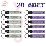 MiaWiki İsimler Yazılabilen Anahtarlık 20'li Set, Standart, MH-KAN9044X20, Beyaz & Mor Menekşe, üniseks-yetişkin