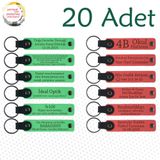 MiaWiki İsimler Yazılabilen Anahtarlık 20'li Set, Standart, MH-KAN9057X20, Fıstık Yeşili & Nar Çiçeği, üniseks-yetişkin