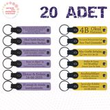 MiaWiki İsimler Yazılabilen Anahtarlık 20'li Set, Standart, MH-KAN9115X20, Mor Menekşe & Sarı, üniseks-yetişkin