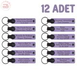 MiaWiki İsimler Yazılabilen Deri Anahtarlık 12'li Set, Standart, MH-KAN8570X12, Mor Menekşe, üniseks-yetişkin