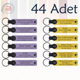 MiaWiki İsimler Yazılı Hatıra Anahtarlık 44'lü Set, Standart, MH-KAN9115X44, Mor Menekşe & Sarı, kadın