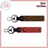 MiaWiki İsimli 2'li Anahtarlık Hediye Takımı, Tek Ebat, MH-KAN-34582x2, açık kahve-nar çiçeği, üniseks-çocuk