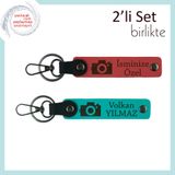 MiaWiki İsimli 2'li Anahtarlık Takımı Fotoğraf Makinesi, Standart, MH-KAN-39817x2, nar çiçeği-koyu turkuaz, üniseks-yetişkin