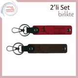 MiaWiki İsimli 2'li Deri Set Futbol Figürlü Anahtarlık, Tek Ebat, MH-KAN-39456x2, kırmızı-koyu kahve, erkek-çocuk