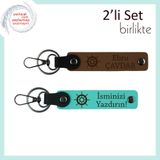 MiaWiki İsimli Gemi Dümeni Desenli Deri Anahtarlık, Standart, MH-KAN-36409x2, açık kahve-turkuaz, üniseks-yetişkin