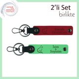 MiaWiki İsme Özel 2'li Anahtarlık Kedi Figürlü, Standart, MH-KAN-40527x2, kırmızı-fıstık yeşil, üniseks-yetişkin
