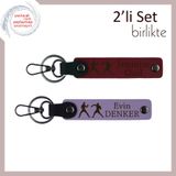 MiaWiki İsme Özel 2'li Anahtarlık Takımı Boks Temalı, Standart, MH-KAN-40101x2, bordo-mor menekşe, üniseks-yetişkin