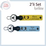 MiaWiki İsme Özel 2'li Deri Anahtarlık, Standart, MH-KAN-40294x2, sarı-gök mavi, üniseks-yetişkin