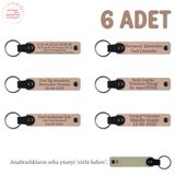 MiaWiki İsme Özel 6'lı Hatıra Deri Anahtarlık Set, Standart, MH-KAN8526X6, Yavru Ağzı & Sütlü Kahve, üniseks-yetişkin