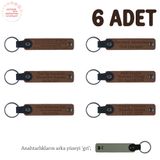 MiaWiki İsme Özel 6'lı Hatıra Deri Anahtarlık Set, Standart, MH-KAN8545X6, Kahverengi & Gri, üniseks-yetişkin