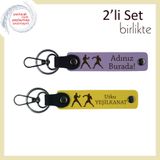 MiaWiki İsme Özel Anahtarlık Seti Mor Menekşe-Sarı, Standart, MH-KAN-40231x2, mor menekşe-sarı, üniseks-yetişkin