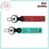 MiaWiki İsme Özel Anahtarlık Takımı Ayyıldız Türkiye, 11.5 cm x 2.3 cm, MH-KAN-33712x2, nar çiçeği-turkuaz, üniseks-yetişkin