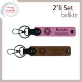 MiaWiki İsme Özel Aslan Başlı 2'li Anahtarlık Seti, Standart, MH-KAN-38431x2, pembe-açık kahve, erkek